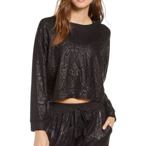 Terez black Foil Snake Print cropped Sweatshirt Size XS NWOT